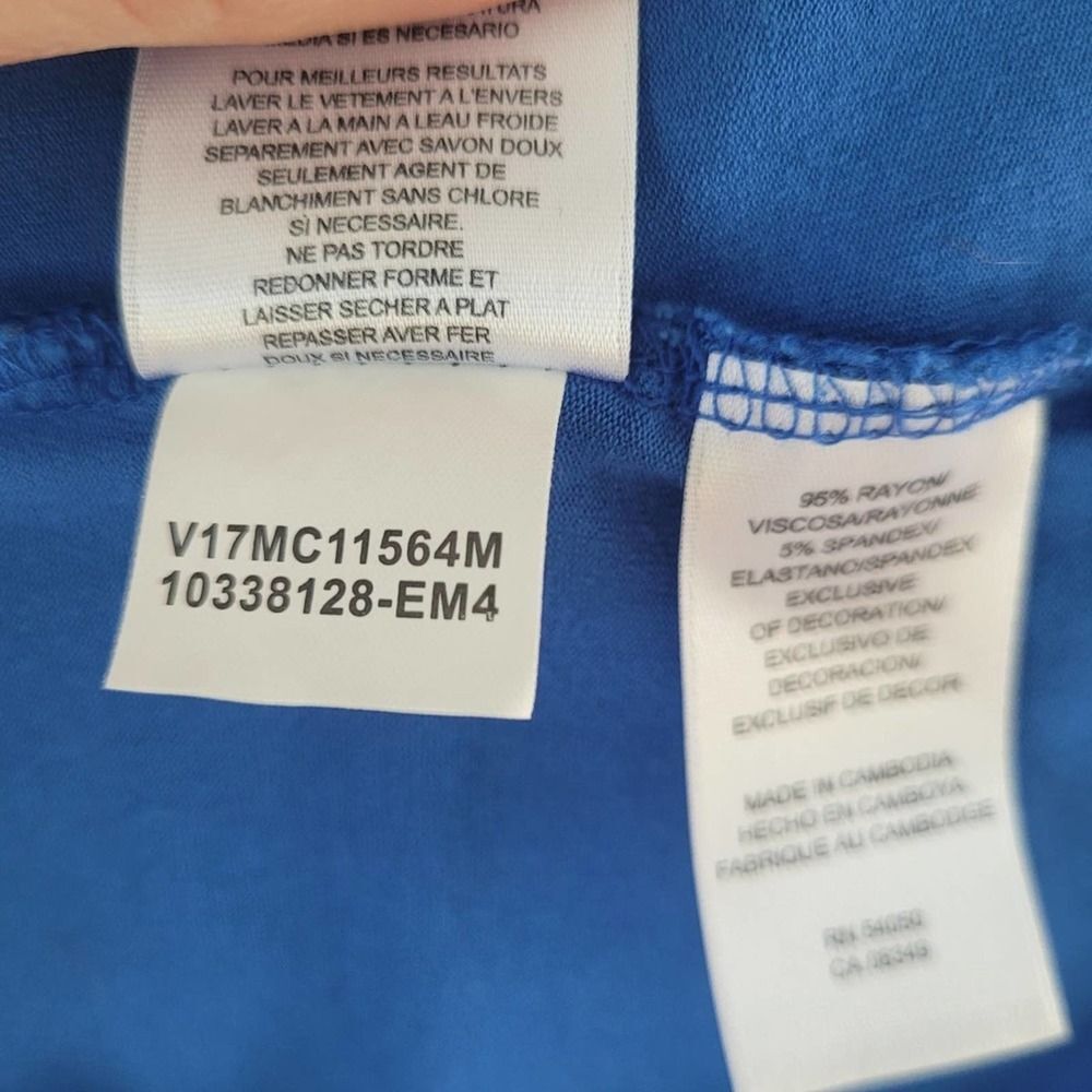 Anne Klein Blue Sleeveless Boat Neck Tank with Dimensional Shoulder Detail SZ M - Picture 10 of 11